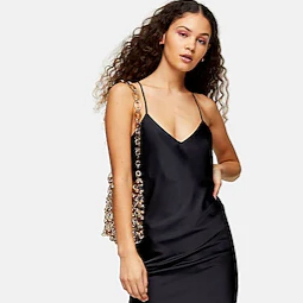 Topshop Black Silky Slip Dress